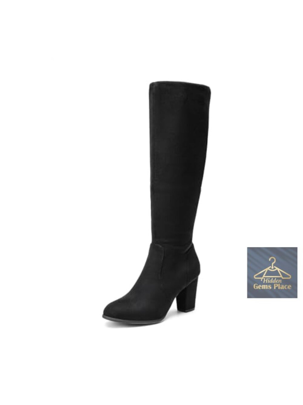 Faux Suede Knee High Boots Chunky Heel Winter Tall Riding Boots